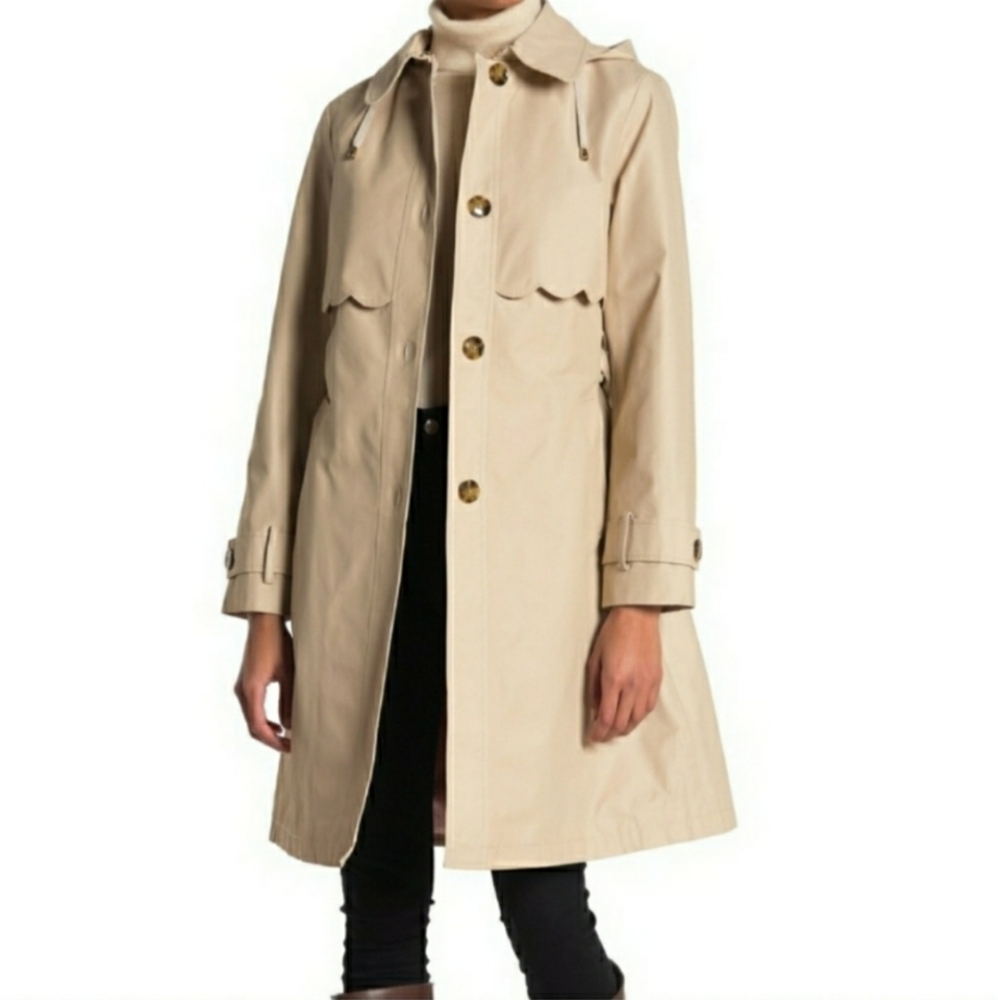 NWT Kate Spade Scalloped Edge Belted Trench Coat - Picture 1 of 16